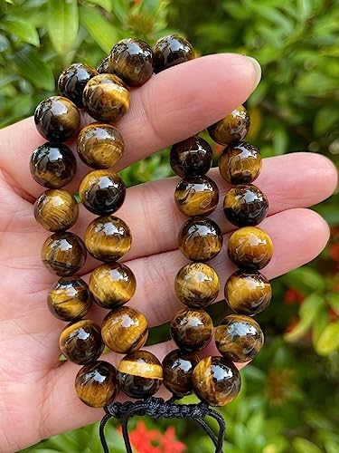 GAF TREASURES Grade A ++ Gemstone Round Bead Adjustable Bracelet 10mm, Genuine Crystal Bead Bracelet, Gift for Men & Women - color: Tiger Eye