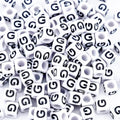 500Pcs Letter Pony Beads G 6X6mm Individual White Acrylic Alphabet Beads for Friendship Jewelry Making - color: Square - G
