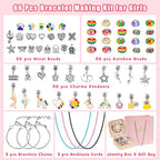 Hysagtek Charm Bracelet Making Kit - 66 Pcs DIY Jewelry Making Kit Bracelet Making Kit Beads Necklace Crafts for Teen Girls with Portable Bracelet Organizer Box, Rainbow - color: Pink