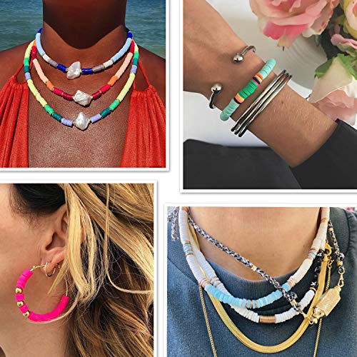 COIRIS 3400 Pcs Vinyl Heishi Beads Environmental Handmade Polymer Clay Spacer 6mm Disk Flat Beads for Surfer Chocker Necklace Bracelet Earrings Jewelry Making(RT-5 MIXB-6) - color: RT-5 MIXB-6