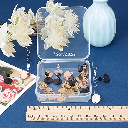 SUNNYCLUE 1 Box 32Pcs 4 Colors Flat Round Earring Posts Stainless Steel Earring Post Ear Stud with Loop Blank Metal Earring Studs Ear Nuts for Earrings Jewelry Making DIY Women Adults Crafts Suppies - color: 16 Pairs Round Mixed Color Stud Earring Finding