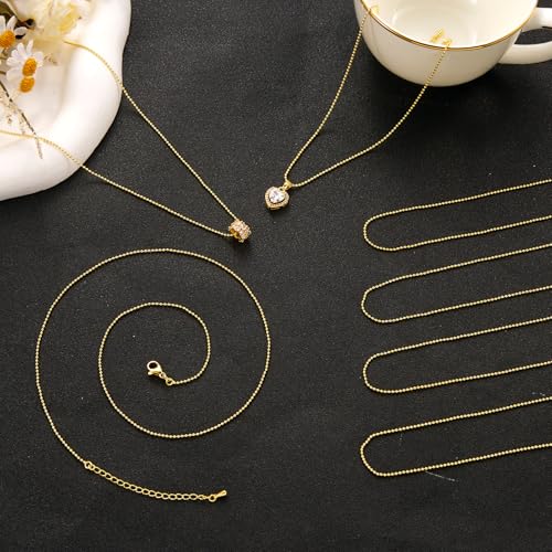 10 Pack Necklace Chains Bulk 18K Gold Plated Chain for Jewelry Making Bead Link Chains - color: Gold Bead