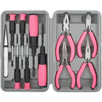 Hi-Spec 11pc Pink Womans Compact Crafts & Home DIY Repair Hand Tool Kit Set with Pliers, Cutters and Precision Screwdrivers for Ladies - size: 11pc