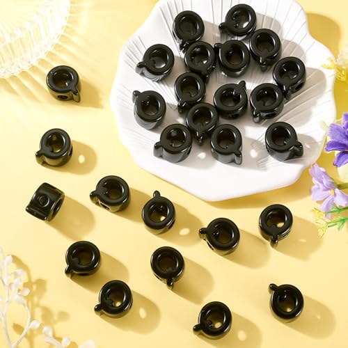 30Pcs Large Hole Letter Beads Black Acrylic European Beads 3D Letters Q Chunky Bead Initial Alphabet Bead for Key Chains Bracelets Necklace DIY Craft Bag Charm Kit Arts Projects - color: Black-Q