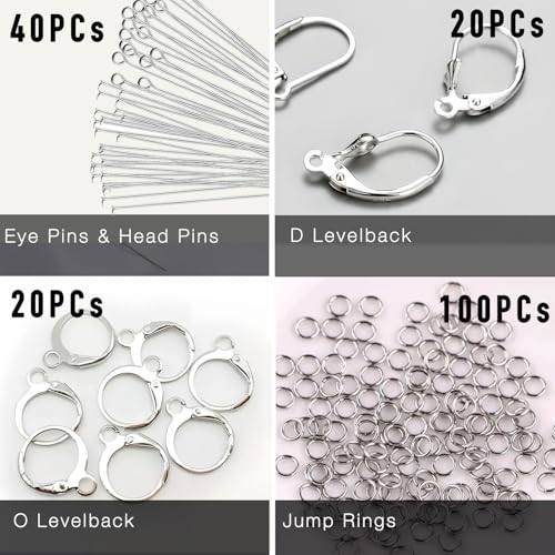 180Pcs No Tarnish Leverback Hooks & Pins for Earring Making, stino Hypoallergenic Stainless Steel Jewerly Findings Supplies, Gold Plated & Silver Set (Silver) - color: Silver