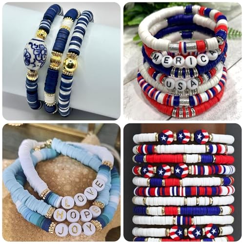 3500pcs Blue Clay Beads for Bracelets Making 6mm Heishi Beads Polymer Flat Round Disc Clay for Jewelry Making Blue Bead Crafts - color: Blue