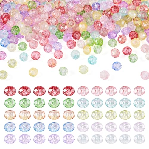 Beadthoven 250pcs 8mm Rondelle Glass Beads Faceted Briolette Glass Beads Transparent Crystal Spacers Czech Glass Seed Beads Assorted Jewelry Beads for Bracelets Necklaces DIY Accessories Supplies - color: Rondelle Transparent, size: 8mm