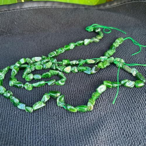 1 Strand Adabele Natural Green Diopside Gemstone Loose Beads 7mm to 12mm Free Form Oval Tumbled Pebble Gem Stone Spacer 15 inch for Jewelry Making GZ12-10 - color: Green Diopside, size: 15 Inch/1 Strand
