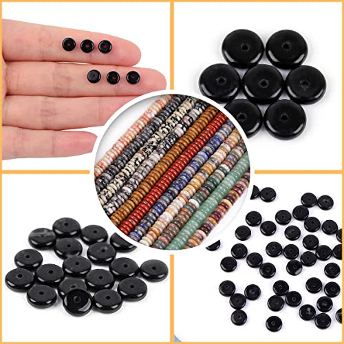 GEM-Inside 2x6mm Natural Polished Black Agate Stone Heishi Disc Rondelle Spacer Beads for Jewelry Making Full 15" Strand Energy Stone Healing Power Crystal - color: Black Agate