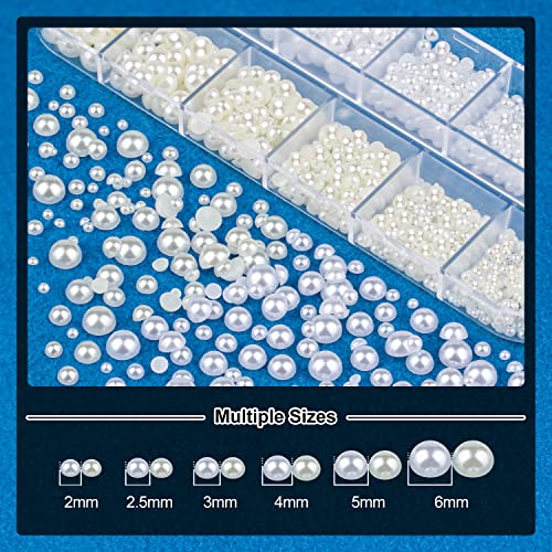 BELLEBOOST Nail Art Rhinestone Glue Gel&2 Boxes Flatback Gems Kit, 1 Tube of 15ml Rhinestone Gel Glue(UV/LED Needed)+Round Clear Gems+Flat-Back Half Round White&Beige Pearls with Pickup Tools - color: A12-Clear+ White&Beige Pearls