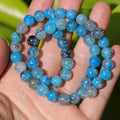 Natural Stone Beads 8mm Polished Round Smooth Gemstone Beads for Jewelry Making Supplies 15 Inch(45 Beads) (Blue-Black Dragon Pattern) - color: Blue-black dragon pattern-45pcs