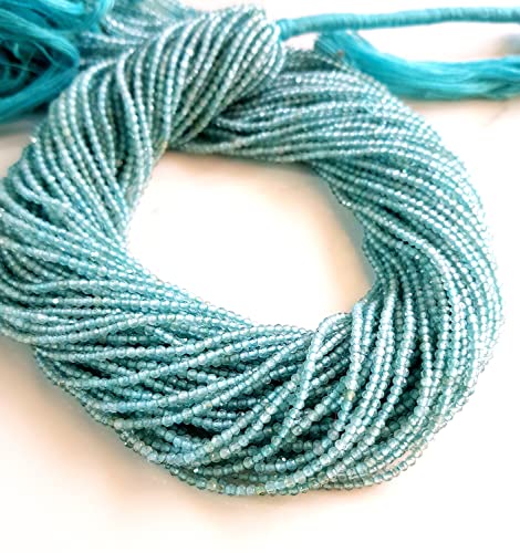 3 Strand Apatite Gemstone Faceted Beads | Natural/Genuine Gemstone Micro Faceted Beads Jewelry Making 12 Inch Size - 1.5 to 2 MM [MSKU 18]