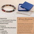 LPBeads Handmade Natural Gemstone Stretch Elastic Bracelet Healing Crystal Round Stone Beads Jewelry Gifts for Women Men - color: African Bloodstone, size: 8mm