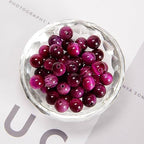 65Pcs Magenta Tiger's Eye 6mm Beads Natural Stone Round Gemstone Genuine Real Stone for DIY Bracelet Jewelry String Making - color: Magenta Tiger's Eye, size: 6mm
