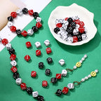 Ferreve 90 Piece Acrylic Dice Beads 10mm Dice Beads Bulk, Casino Games Birthday Party Supplies, Jewelry Making, Bracelet Necklaces Lanyard DIY Handicrafts(Red, Black, White) - color: Red, Black, White