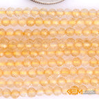 GEM-Inside 2mm Natural Stone Yellow Citrine Quartz Faceted Round Spacer Small Beads for Jewelry Making 15" - color: Yellow Citrine, size: 2mm