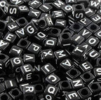 Dahi 1000pcs Black Letter Beads Square Craft Beads 6mm Cube Letter Bead A-Z Bead for Jewellery Crafts (White-Black) - color: white black 6x6mm