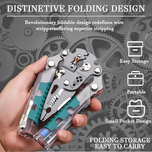 18-in-1 Folding Wire Stripper Pliers – Multifunctional Tool with Voltage Detector, Crimper & Stylus Screwdriver for Cutting, Stripping & Pulling Wires