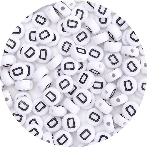 100Pcs Letter Beads - 4x7mm White Round Acrylic Alphabet Beads for Jewelry Making DIY Bracelets, Necklaces & Key Chains - color: D 100Pcs