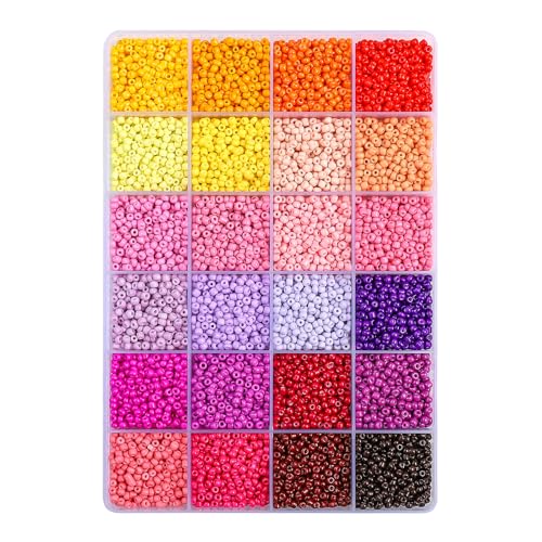 12500pcs John Bead Assorted Glass Seed Beads 8/0, 24 Colors Princess Treasures Round Bead for DIY Crafts Jewelry Making Bead Box - color: Princess Treasures