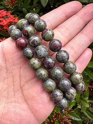 GAF TREASURES Grade A ++ Gemstone Round Bead Adjustable Bracelet 10mm, Genuine Crystal Bead Bracelet, Gift for Men & Women - color: Dragon Blood Jasper