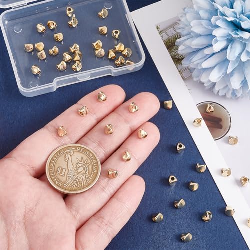 PH PandaHall 50PCS 24k Gold Plated Triangle Brass Spacer Beads, 4.5mm Smooth Metal Beads for Summer Bracelet Necklace DIY Crafts, Hole: 1.8mm - color: 24K Gold
