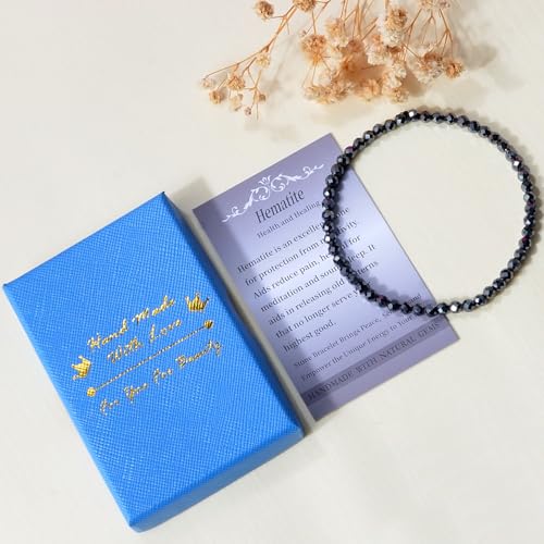 MASSIVE BEADS Natural Genuine Gemstone Beads Healing Crystal Chakra Reiki Jewelry Faceted Round Beads Bracelets 3mm - color: Hematite