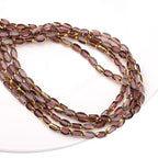 Glass Rice Beads Clear Purple 4x6mm 50pcs Faceted Oval Golden Edge Crystal Loose Beads for DIY Craft Jewelry Making - color: Clear Purple