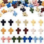 40Pcs Cross Beads for Jewelry Making Cross Lava Rock Stone Beads Small Gemstone Volcanic Lava Rock Bead Gemstone Crucifix Bracelet Charms for Women Men Bracelet Jewelry Making - color: Lava Rock-Multicolor