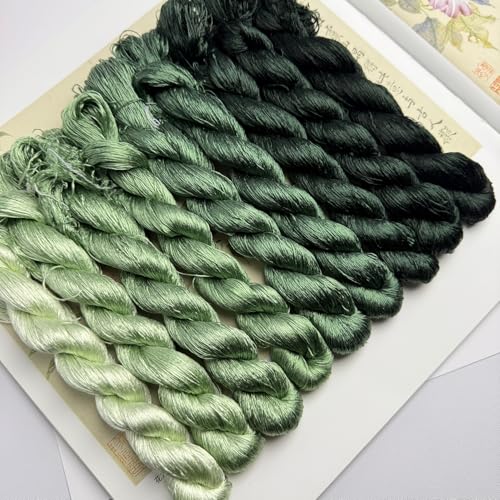 100% Nature Mulberry Handmade Embroidery Silk Thread Woven Jewelry Accessory Artificial Flowers Cross Stitch Floss DIY Sewing Kits 9 Gradient Colors 22m Each (43) - color: 43
