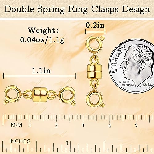 Double Magnetic Necklace Clasps and Closures 14K Gold and Silver Bracelet Extender Jewelry Clasps Converters for DIY Jewelry Making - color: 4Pcs Gold