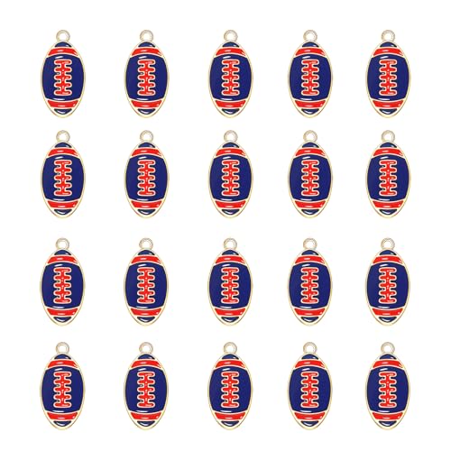 20PCS Sports Charms Enamel Basketball Baseball Pendant Charms for Jewelry Making Rhinestone Ball Game Softball Charms for Necklace Bracelet Earrings DIY Crafts - color: Color 8