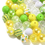 DanLingJewelry 50Pcs 20mm Lemon Round Bubblegum Beads Yellow Green Spacer Beads Acrylic Lemon Beads for Summer Jewelry Making - color: 50pcs - lemon