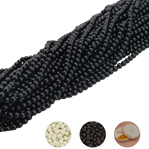 600PCS Black Glass Round Beads Bulk， Imitative Jade Beads, Lava Beads, Bracelet Loose Beads for Jewelry Making Earring, Necklaces, and DIY Crafts (8mm Black) - size: 8mm Black