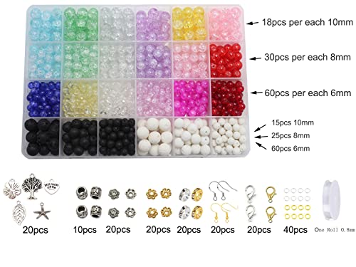 848PCS Crackle Glass Round Beads - 6mm 8mm 10mm Imitative Jade for Jewelry Making, Earrings, Necklaces, and DIY Crafts - size: 6mm 8mm 10mm Crackle