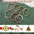 Emibele Colorful Stretch Bracelet Stack Boho Beaded Bracelet Set Heishi Surfer Bracelet Stackable Y2K Trendy Jewelry Friendship Multiple Set Women Fans - style: Red & Green 7PCS