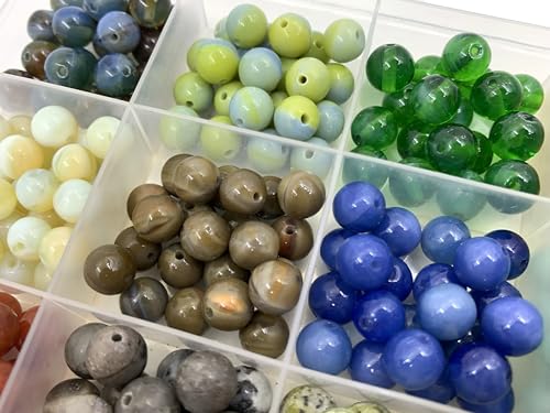 300pcs 8 mm Natural Boulder Beads & amp; Synthetic Agate Energy Stone, Loose Stone gem Fitting Hole Size 1 mm, DIY Smooth Beads Necklace Bracelet, Jewelry Making - color: 8mmNatural stone synthetic agate-A
