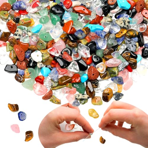 XIANNVXI Multicolor Crystal Beads Natural Chip Stone Beads 400Pcs Crystal Bead 5-8mm Irregular Healing Crystal Loose Rocks for DIY Jewelry Making - color: A-Multicolor