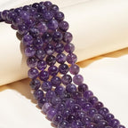 6mm Natural Amethyst Gemstone Beads Polished Round Smooth Stone Beads for Bracelets Jewelry Making 15inch Loose Beads - color: Amethyst, size: 6mm