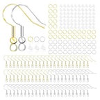 Hypoallergenic Earring Hooks 800 PCS/125 Pairs, Silver Plated Fish Hooks,500pcs Earring Making Kit with Jump Rings and Clear Silicone Earring Backs Stoppers for DIY Jewelry Making - color: Silver,Gold, size: 800pcs