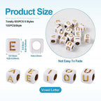 FASHEWELRY 500Pcs Acrylic Cube Vowel Letter Beads Gold Letter Beads 6mm Square A/E/I/O/U Initial Alphabet Beads Friendship Bracelet Letter Beads for Jewelry Making - color: 00-A/E/I/O/U-Gold, size: 6x6x6mm