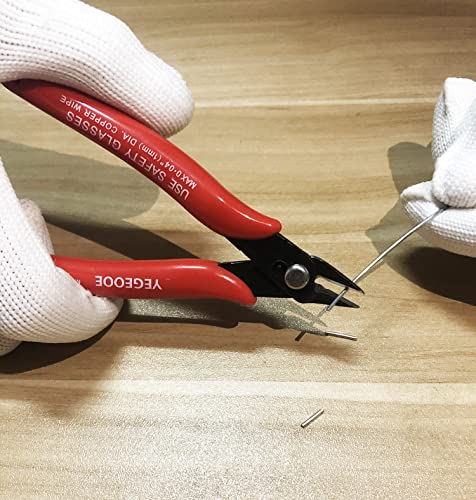 Micro Wire Cutters 10 Pack, YEGEOOE 170 Precision Diagonal Cutting Pliers, 5Inch Mini Wire Flush cutters, Nippers, Shear Cutters, Wire Snips, Small Side Cutters for Electronics Crafts Jewelry, Red - style: 10pack flush wire cutters red