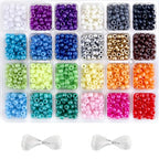 Greentime Pony Beads, 2800 PCS 9mm Bright Pearl Craft Beads for Bracelet Making Large Hole Bead Hair Bead for Friendship DIY Crafts - color: Rainbow 24 colors pearl style