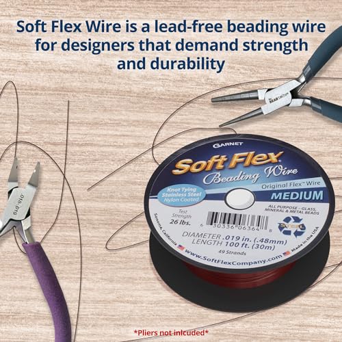 Soft Flex 49 Strand Beading Wire - Medium 0.19 Diameter - 100 Feet Nylon Design Wire - style: Garnet
