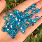 70pcs 8mm Valentine's Day AB Blue Faceted Heart Beads for Jewelry Making Crystal Glass Beads for Bracelets Necklace Crafts, Friendship Bracelet Kit, Love Gifts - color: AB Blue