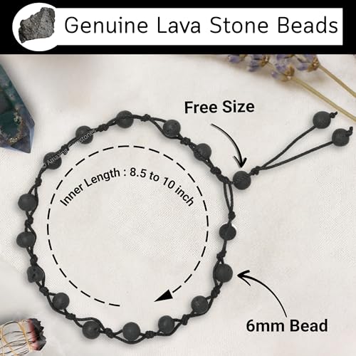 Amazing Gemstone Crystal Anklet Ankle Bracelets for Women - Waterproof Beaded Healing Crystal Anklets, Plus Size Chakra Gemstone Bead Anklet - color: Lava Stone, style: Hand Knotted