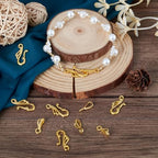 Craftdady 50 Sets Tibetan Gold S Hook Eye Toggle Clasps Metal Closure End Clasps with Bar for Bracelet Necklace Jewelry Making - color: Gold, 25x12mm