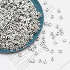 1000pcs Square Letter Beads for Bracelets, 6x6mm Silvery Cube Alphabet A-Z Beads for Jewelry Making Friendship Bracelets (Cube Silver) - color: 6x6mm silver
