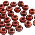 TUMBEELLUWA Natural Gemstone Beads for Jewelry Making, Rondelle Large Hole Loose Beads Pack of 15,Flame Jasper(8x14 mm) - color: Red