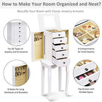 Giantex Jewelry Cabinet Armoire Box Storage Chest Necklace Stand Organizer - color: White